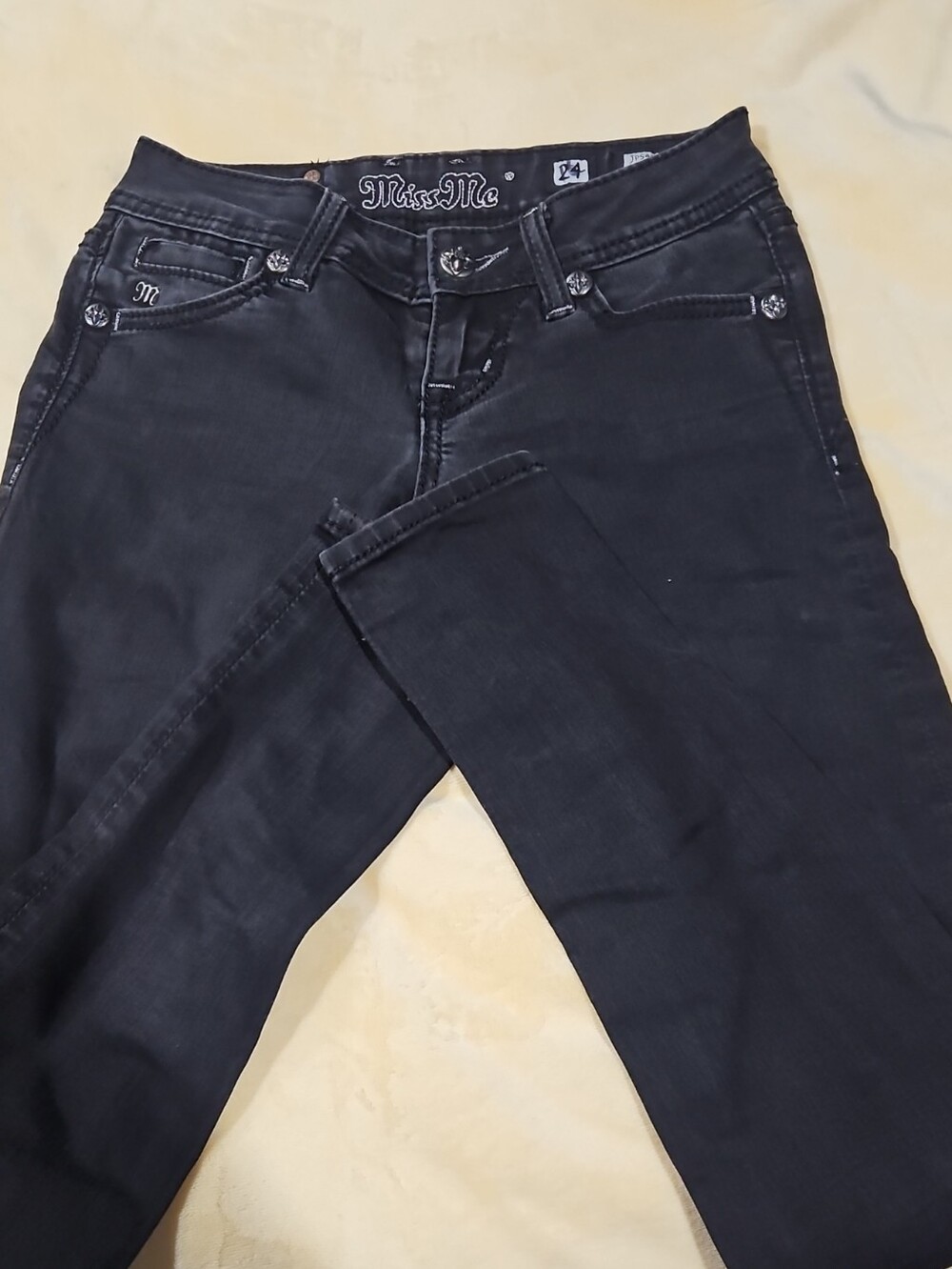 Miss Me Women's Black Skinny Jeans with Branded Waistband